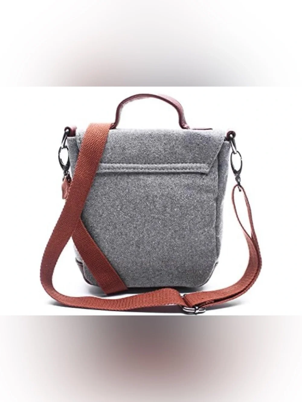 Something Strong Small Wool Messenger Crossbody Bag Gray/Brown